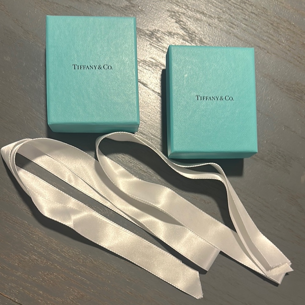 Tiffany & Co. Aqua Boxes with Satin White Ribbons 3”x 3 3/4” smaller boxes